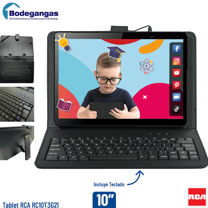 Disfrazado Lujoso El aparato Tablet Marca RCA 10 pulgadas con teclado RC10T3G21 | BodeGangas
